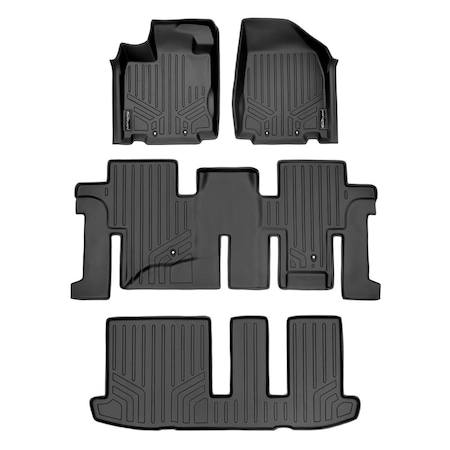 Smartliner SA0131-B0131-C0131 Custom Fit 3 Row Floor Mats Liner Set for 2013-2020 Nissan Pathfinder, Black SA0131/B0131/C0131